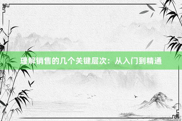 理解销售的几个关键层次：从入门到精通